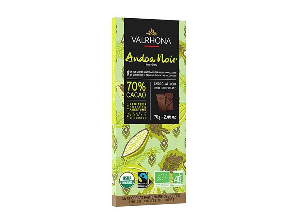 Valrhona Andoa Noir 70% økologisk, 70g