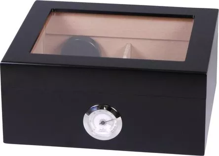 Cigar Humidor til 25 Cigarer sort m/glas