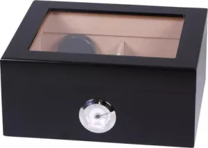 Cigar Humidor til 25 Cigarer sort m/glas
