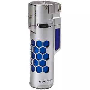 Bugatti Lighter Double Jet flame Stål/Blå
